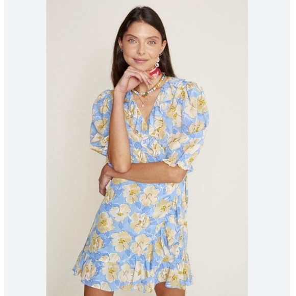 RIXO Dresses & Skirts - Rixo Nina Azelea Bloom Silk Mini Wrap Dress